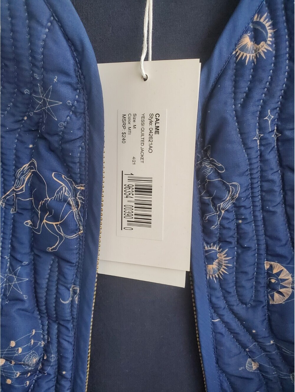 $240 Calme by Johnny Was Yessi Quilted Astrology Softshell Zip Jacket Medium - Picture 3 of 9